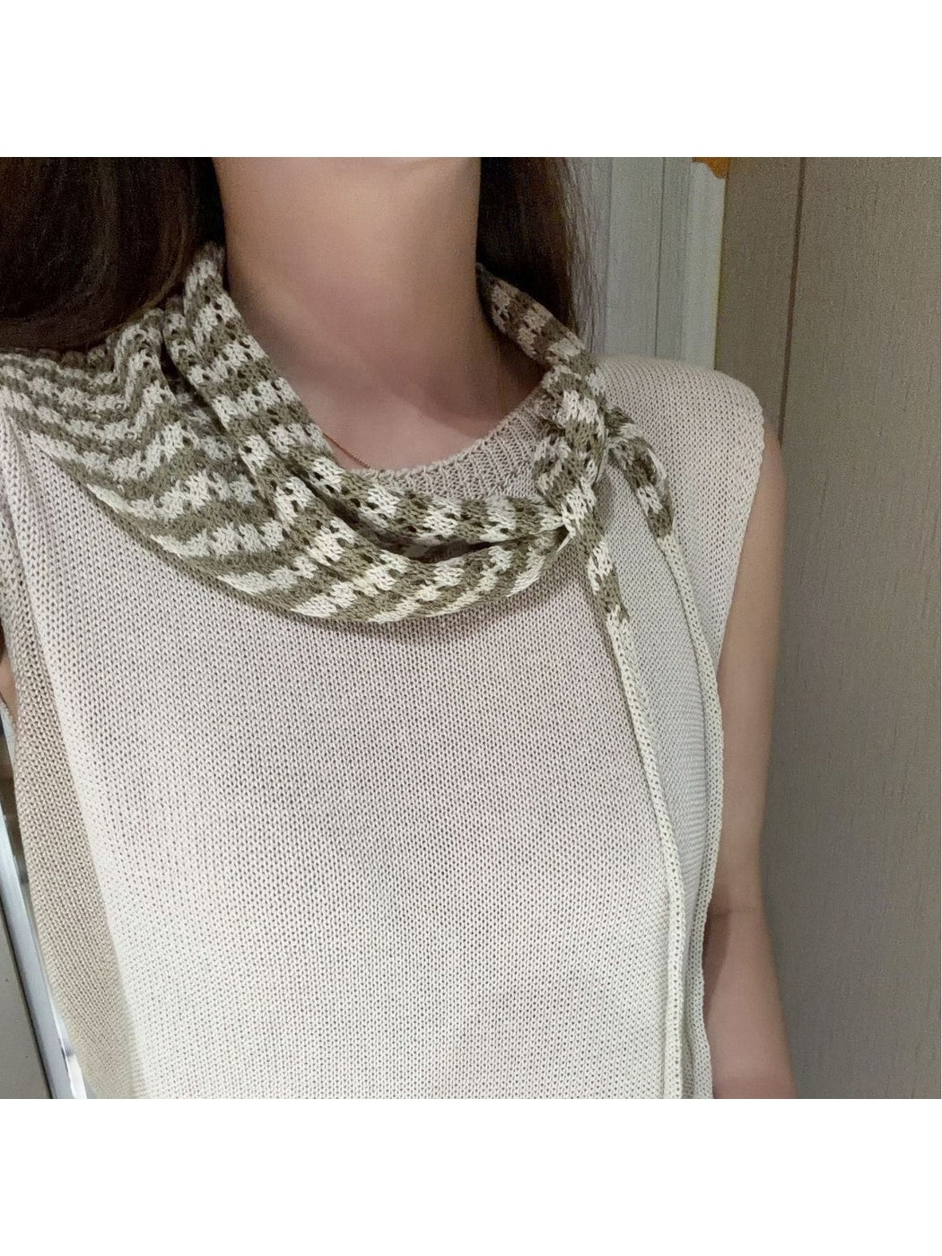 Scarvii - Geometric Stripe Tie-End Triangle Scarf
