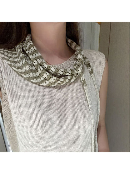 Scarvii - Geometric Stripe Tie-End Triangle Scarf