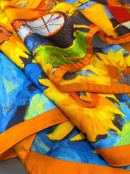 Scarvii - Square Scarf with Sunflower Pattern – Bright & Cheerful