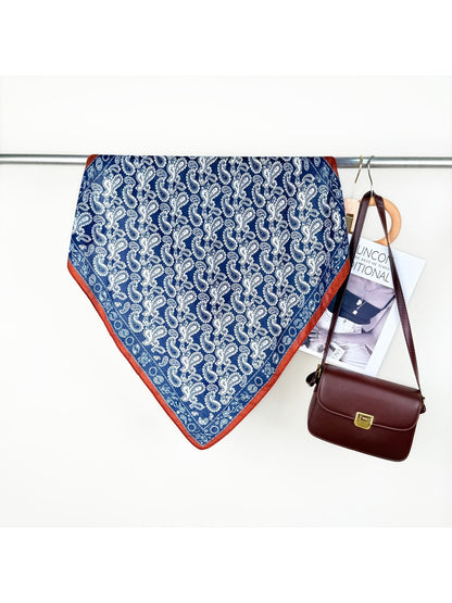 Scarvii - Classic Paisley Print Colorblock Square Scarf