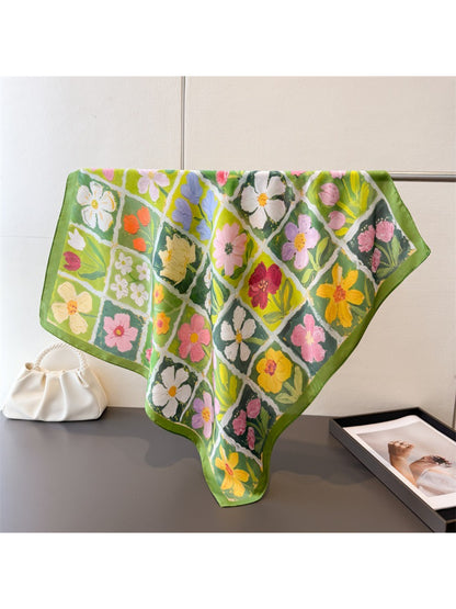 Scarvii - Romantic Floral Panel Border Print Scarf