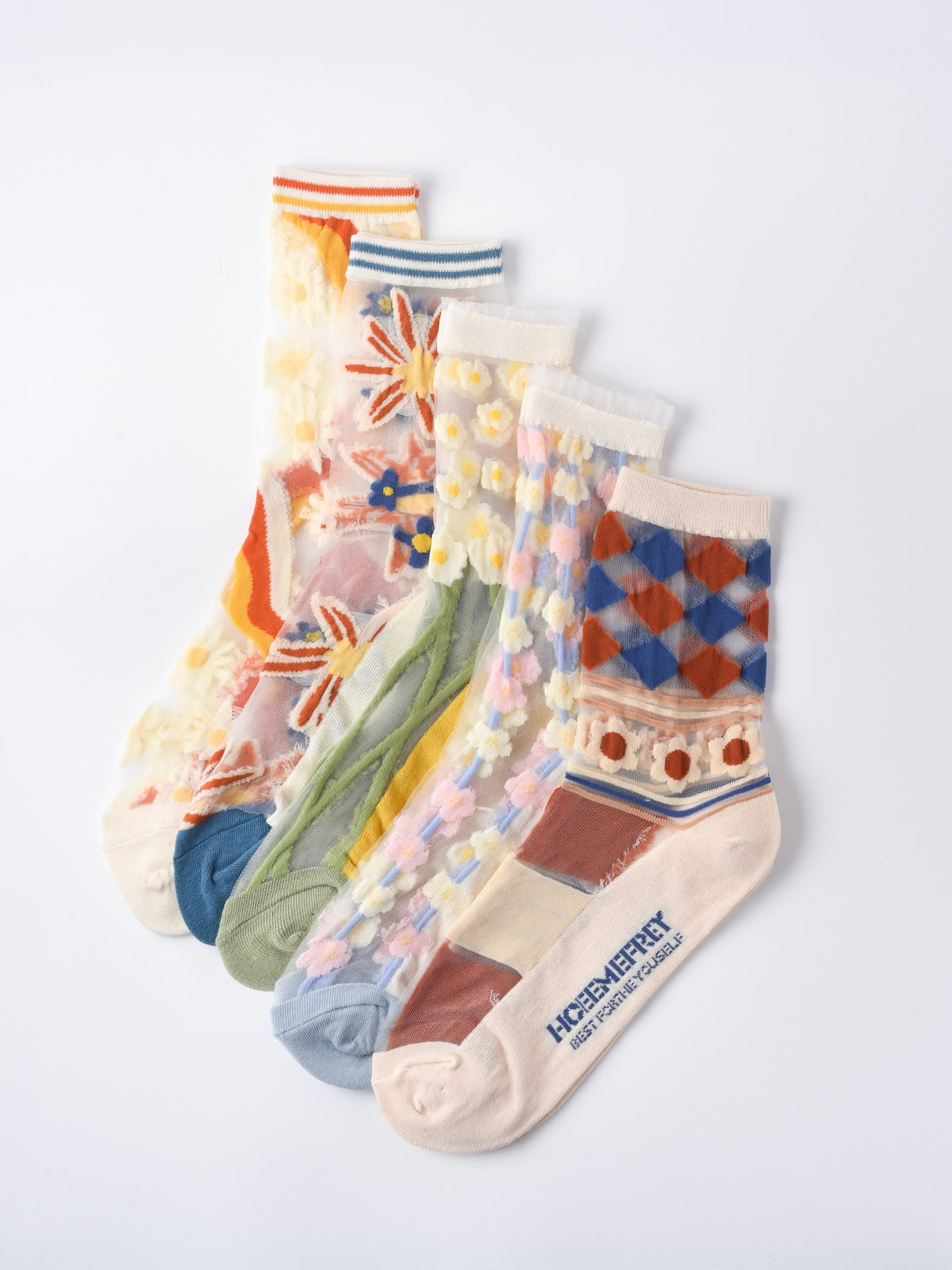 Rufia -  Hollow-out Floral Pattern Sheer Socks