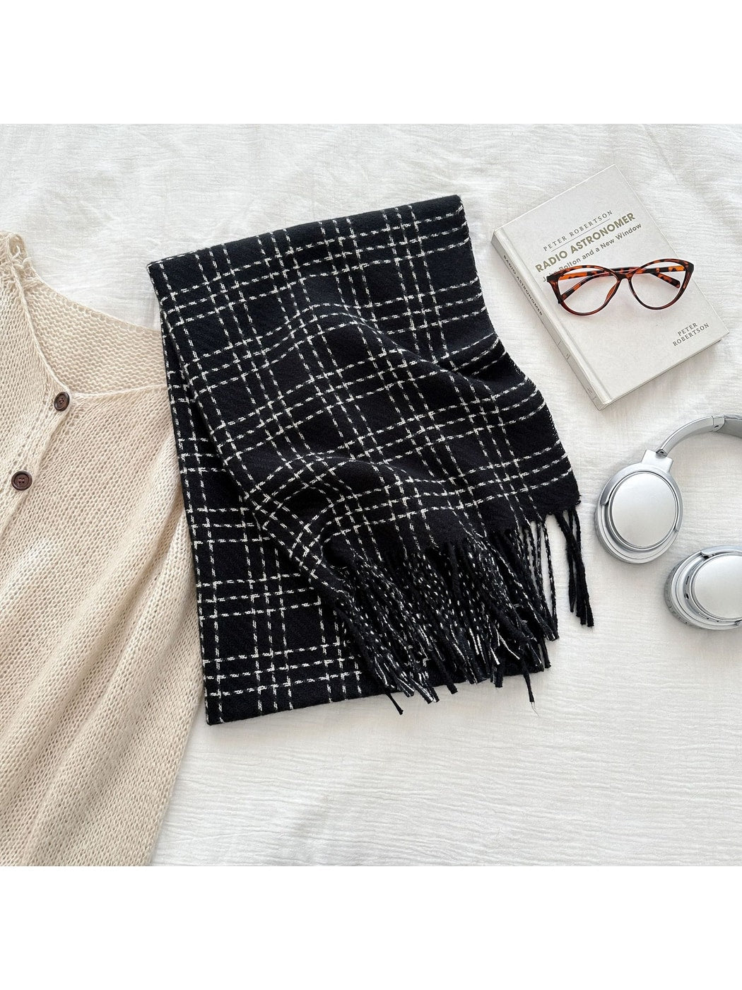 Scarvii - Checked Pattern Simple Winter Shawl