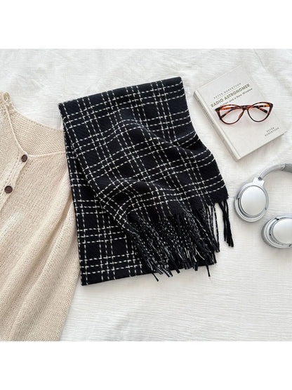 Scarvii - Checked Pattern Simple Winter Shawl