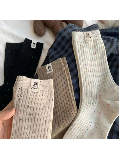 Rufia - Flecked Rib Knit Crew Socks