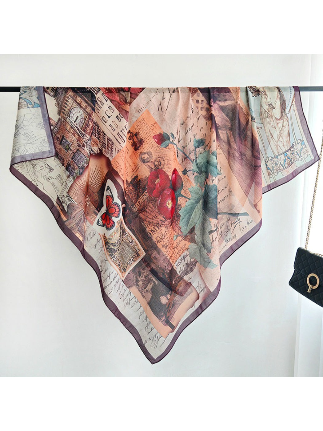 Scarvii Vintage Travel Collage Square Scarf