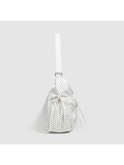 Cosbai - Polka Dot Ruffle Shoulder Bag
