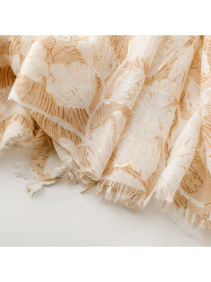 Scarvii - Gold Foil Scarf & Shawl with Floral Print