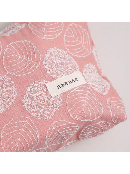 Cosbai - Leaf Print Handheld Organizer Bag