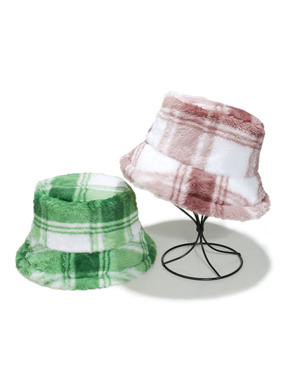 Haila Plaid Fuzzy Bucket Hat
