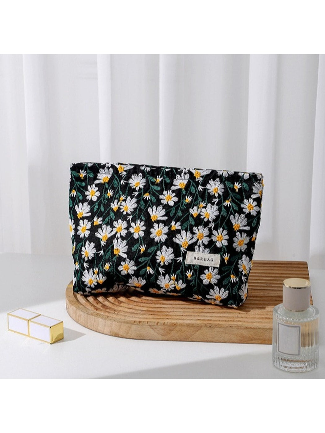 Cosbai - Daisy Pattern Makeup and Brush Storage Bag