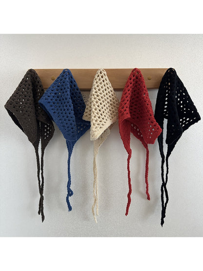 Scarvii - Vintage Knitted Triangle Scarf with Openwork Pattern