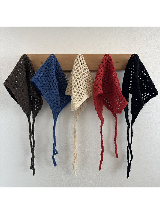 Scarvii - Vintage Knitted Triangle Scarf with Openwork Pattern