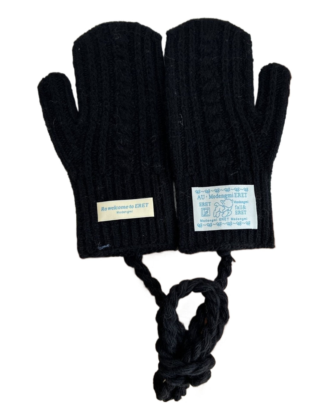 Gloving - Full-Cover Knitted Gloves With Lanyard