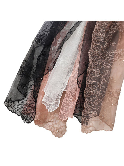 Scarvii - Elegant Lace Detail Long Scarf