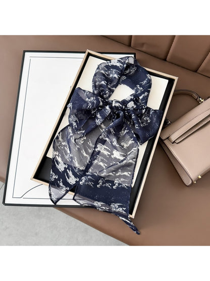 Scarvii - Abstract Print Fashion Ribbon Style Scarf