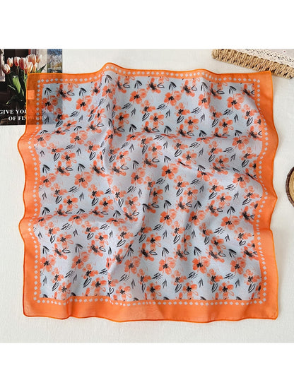 Scarvii - Fresh Floral Pattern Decorative Square Scarf