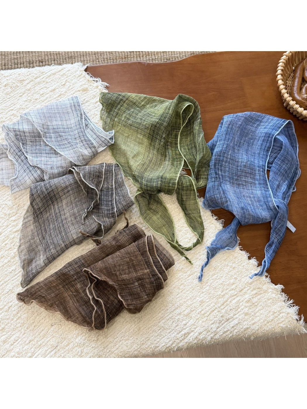 Scarvii Rolled Edge Plaid Triangle Bandana Scarf product image