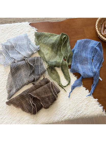 Scarvii Rolled Edge Plaid Triangle Bandana Scarf product image