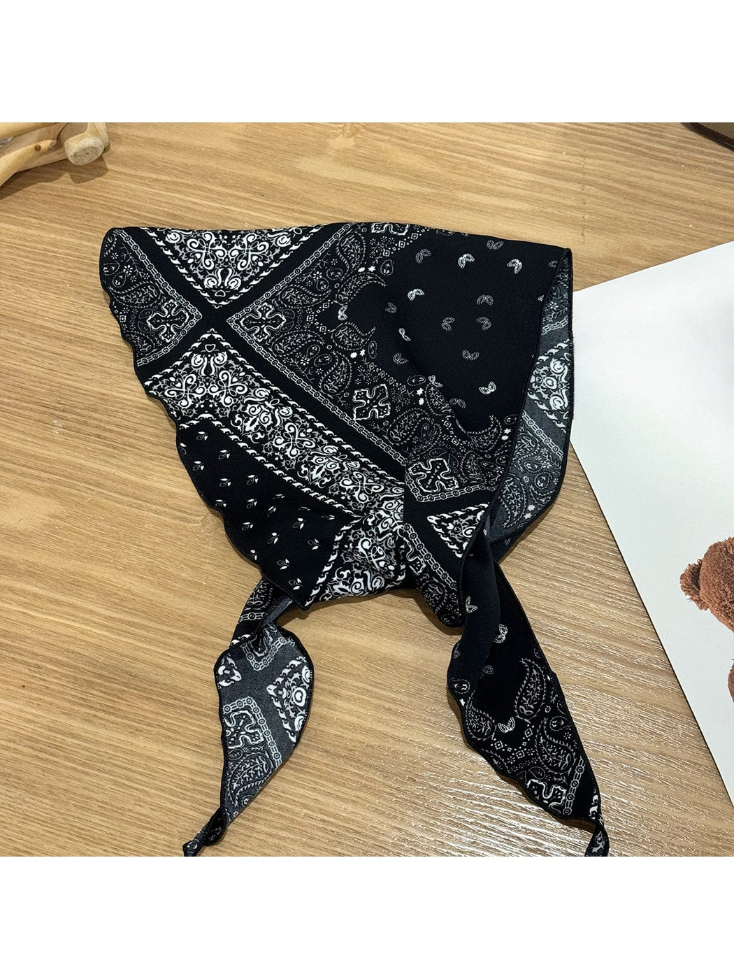 Scarvii - Black White Patchwork Style Diamond Shaped Scarf