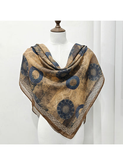 Scarvii - Retro Distressed Circle Print Square Scarf