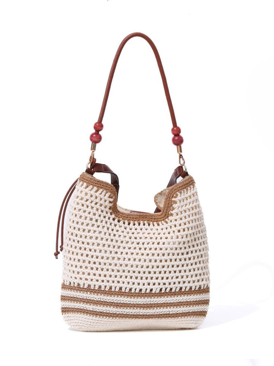 Cosbai - Beige Minimalist Woven Shoulder & Crossbody Bag