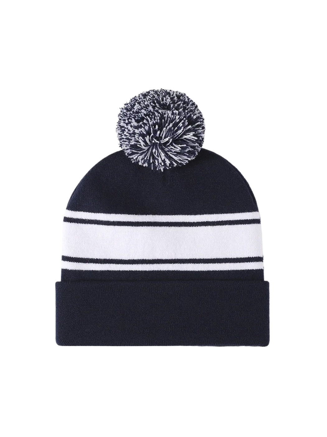 Haila - Striped Pom Cuffed Knit Beanie