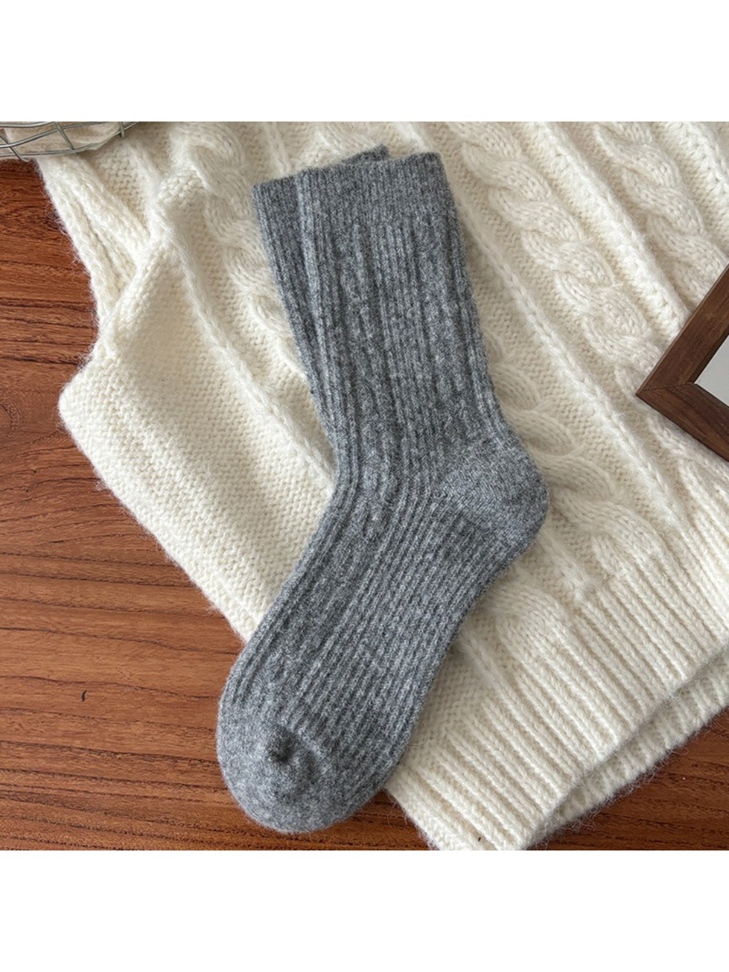 Rufia - Fluffy Soft Rib Knit Crew Socks