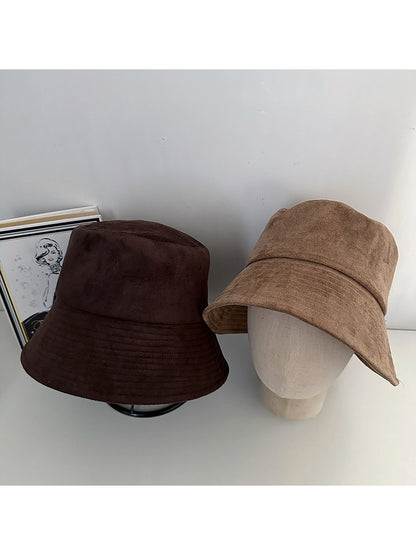 Haila - Simple Solid Color Short Brim Bucket Hat