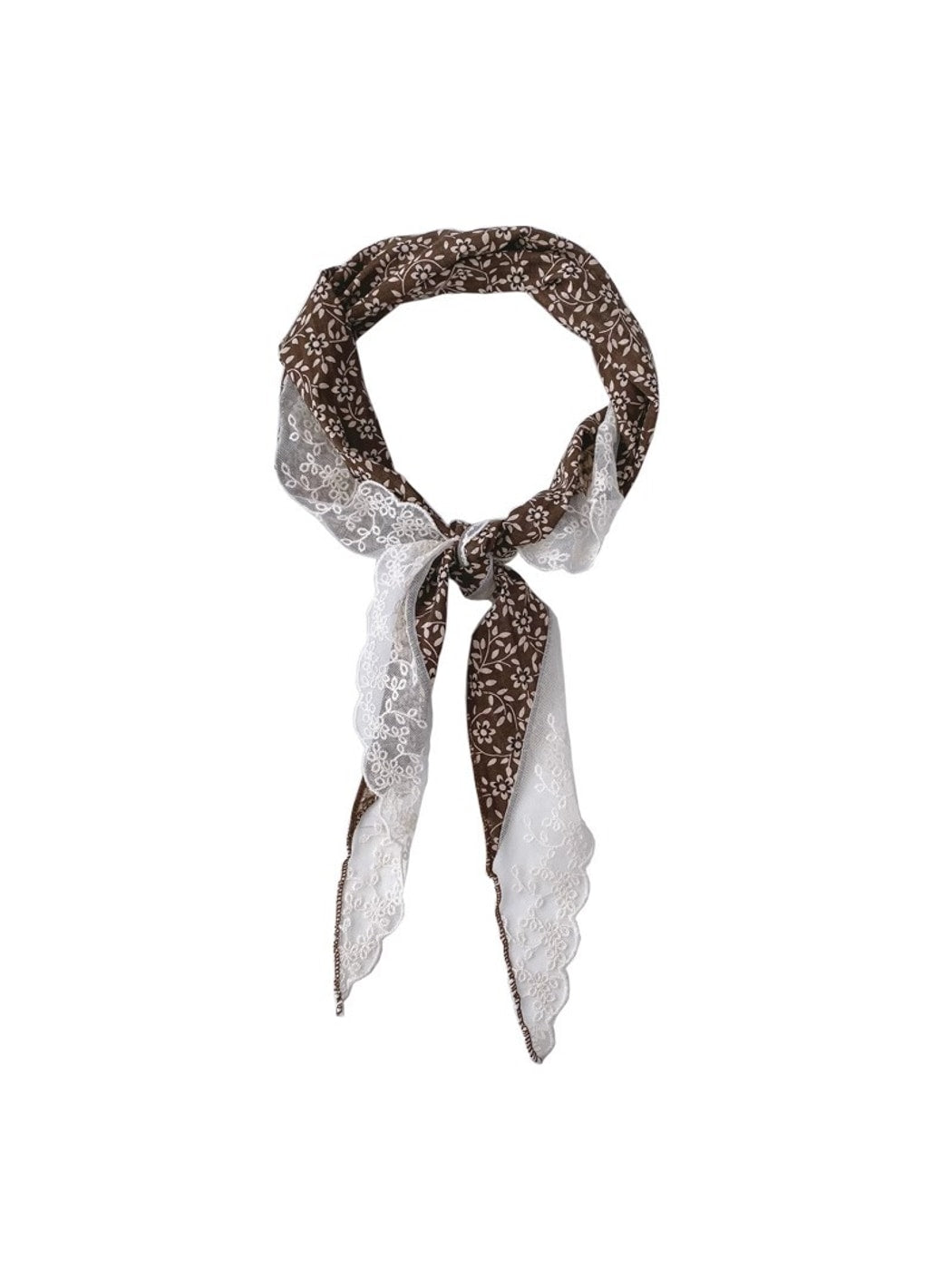 Scarvii - Floral Lace Edge Decorative Triangle Bandana Scarf