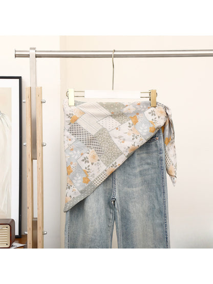 Scarvii - Patchwork Floral Print Triangle Scarf