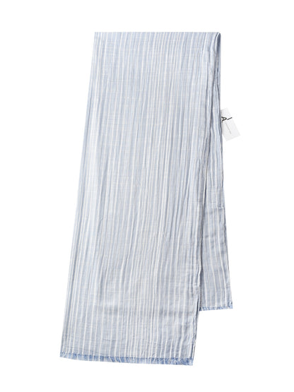 Scarvii scarf styled with casual outfit showing fringe ends