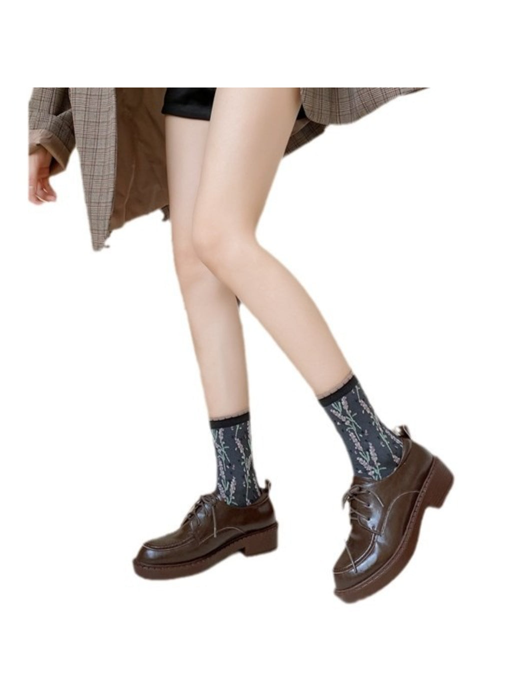 Rufia - Botanical Lavender Knit Crew Socks