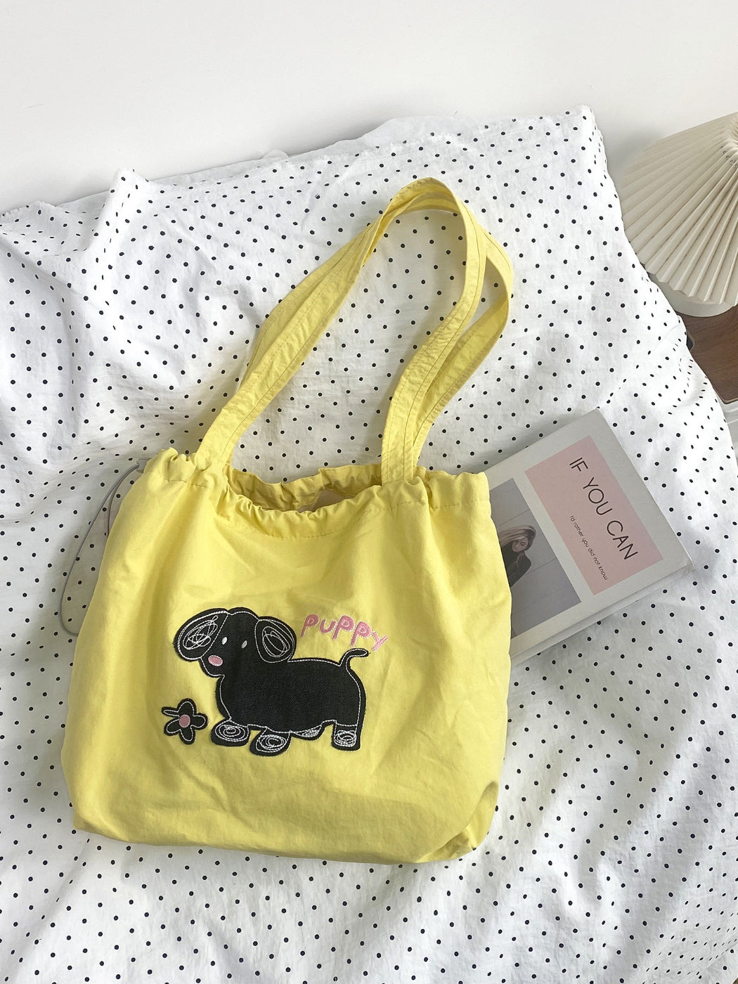 Cosbai Cute Puppy Slouchy Shoulder Bag with shoulder strap