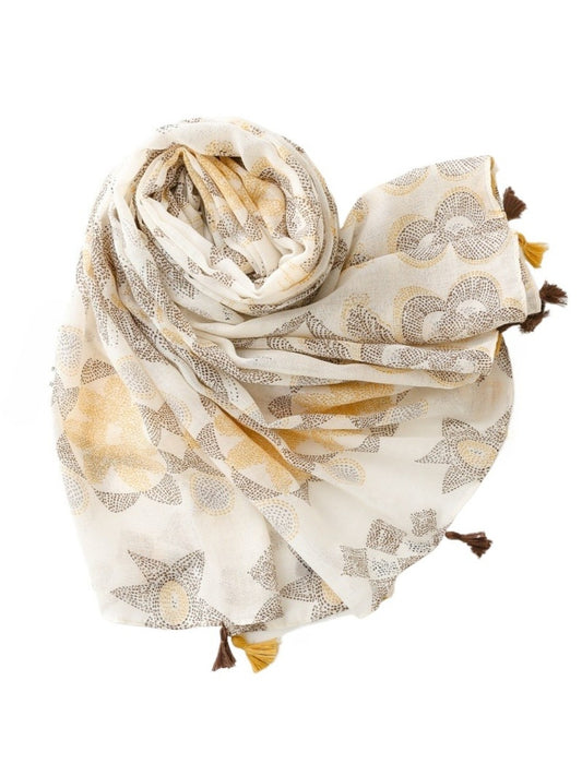 Scarvii - Bohemian Travel Scarf with Hexagon Floral Print