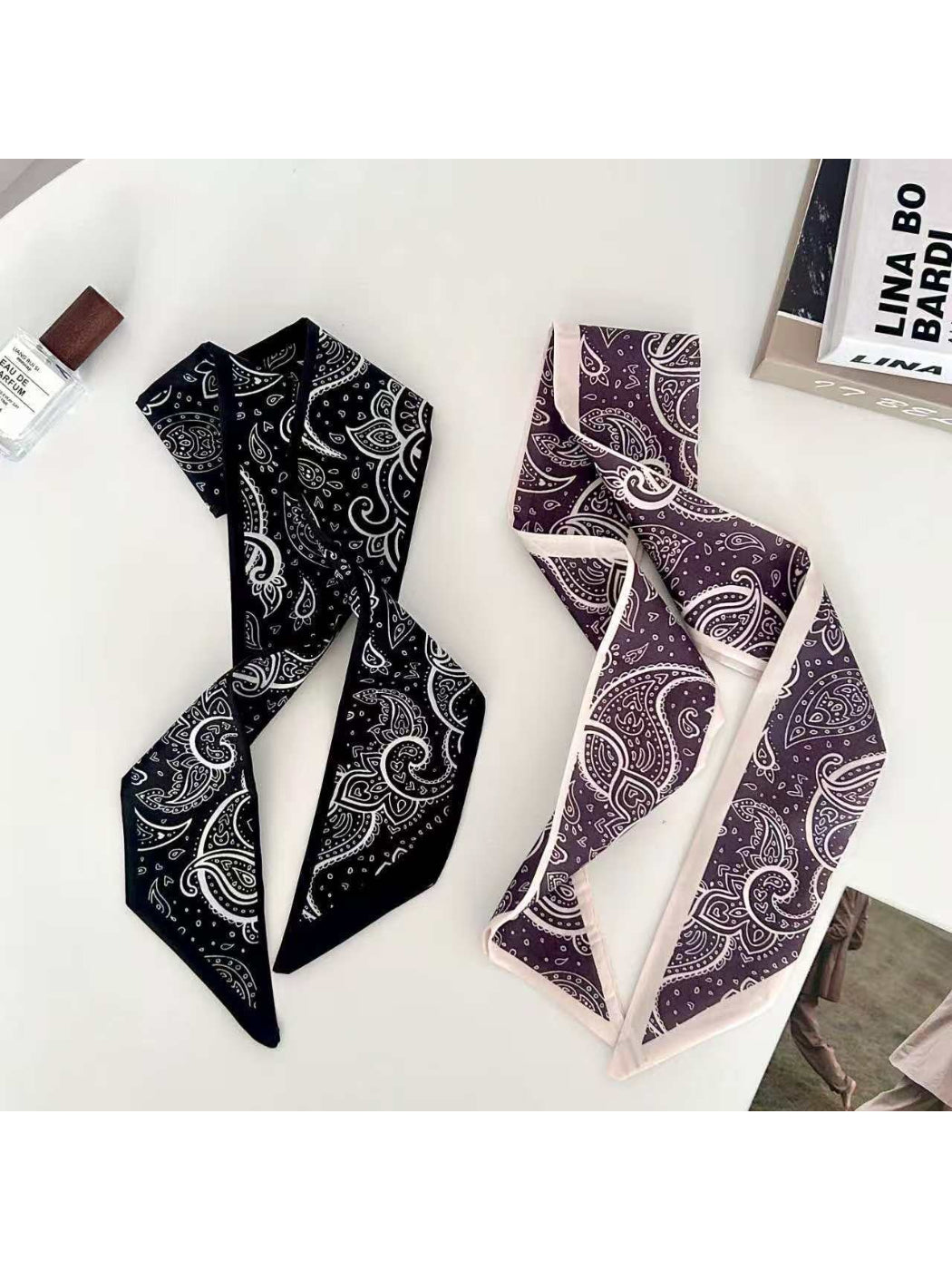 Scarvii Paisley Tie-Style Skinny Scarf