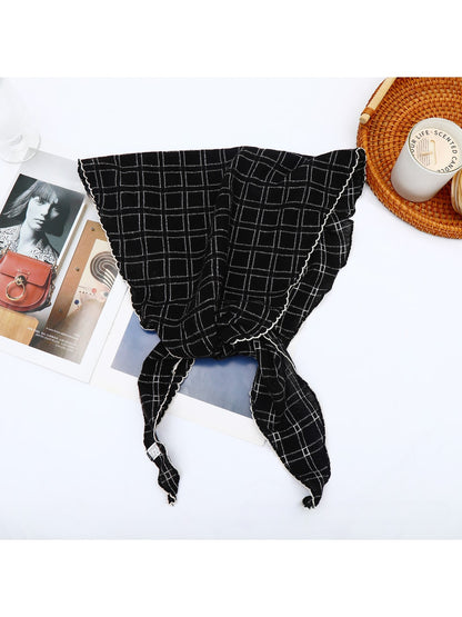 Scarvii - Retro Check Pattern Fashion Triangle Bandana