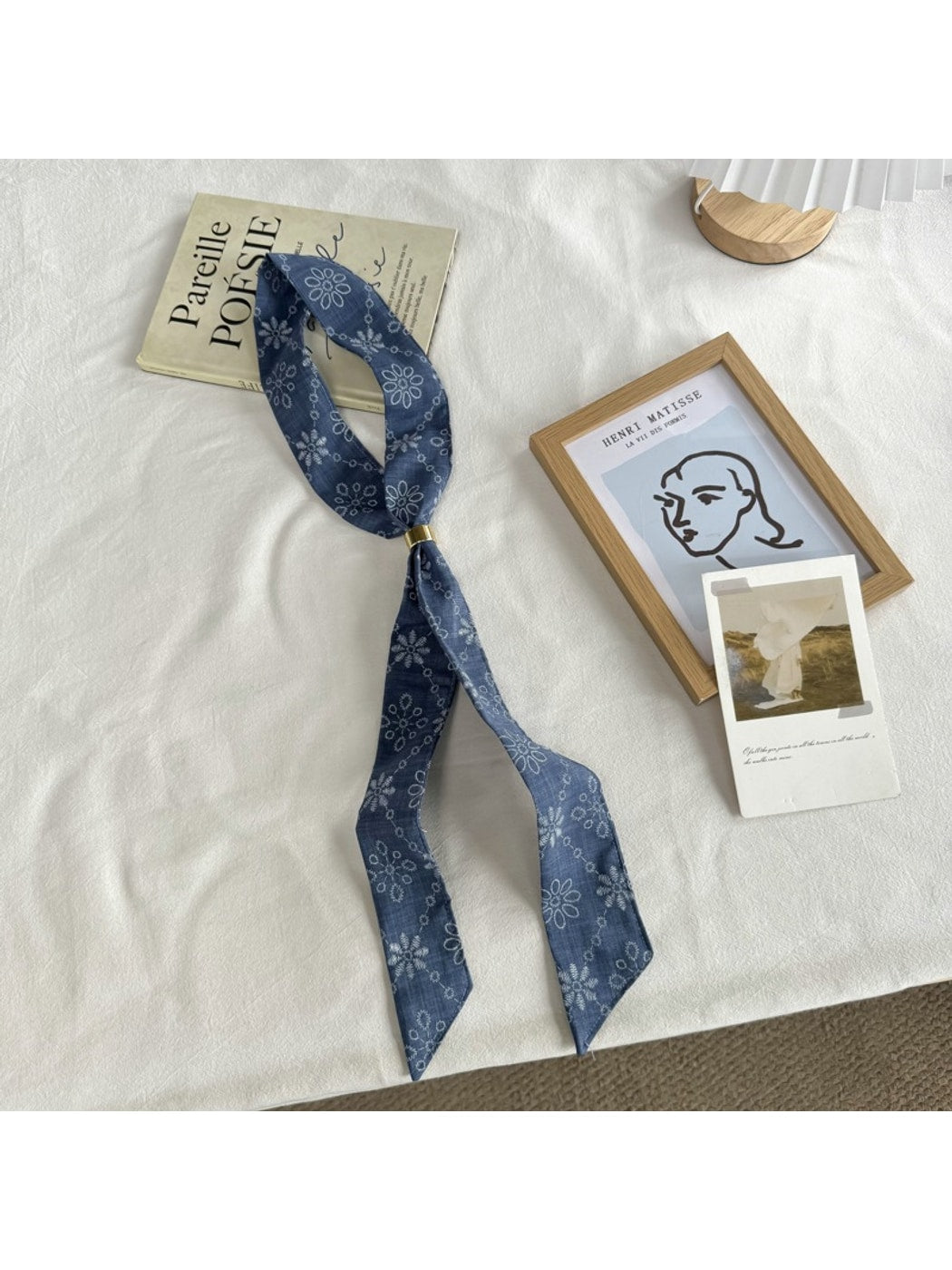 Scarvii - Floral Print Long Narrow Neck Scarf