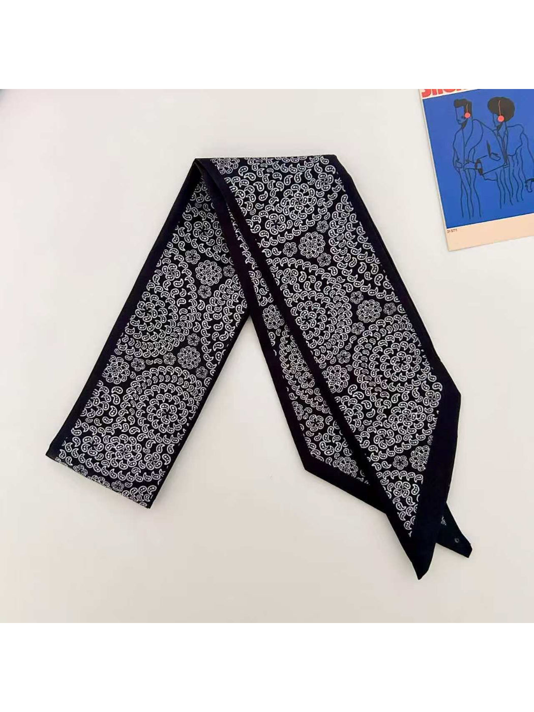 Scarvii Scroll Motif Skinny Scarf