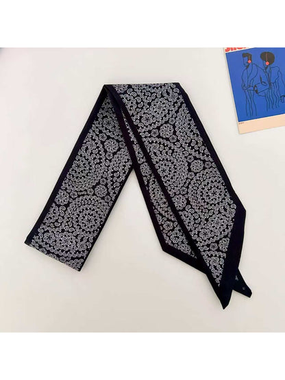 Scarvii Scroll Motif Skinny Scarf