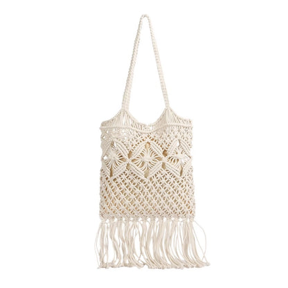Cosbai - Boho Fringe Crochet Shoulder Bag