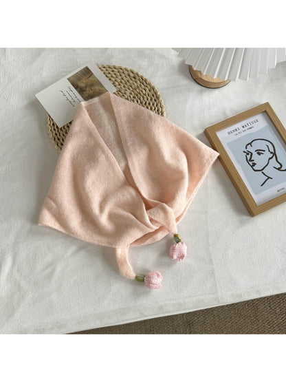 Scarvii - Pendant Detail Solid Color Triangle Scarf