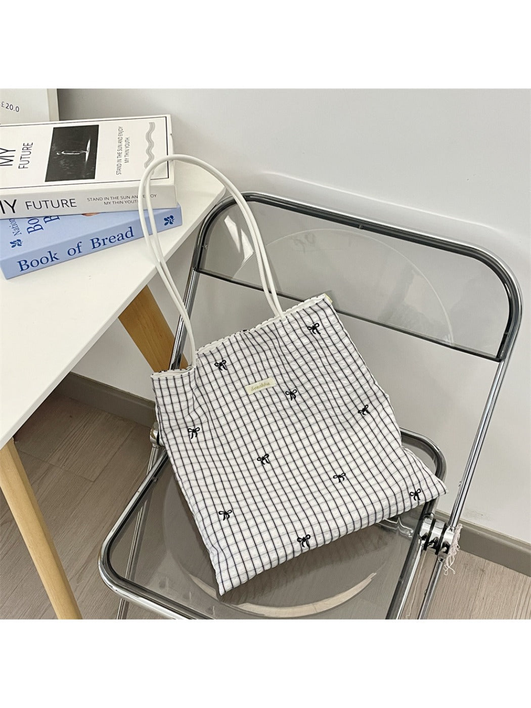 Cosbai – Sweet Gingham Shoulder Tote Bag