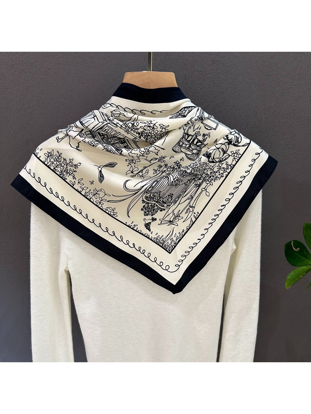Scarvii - Minimalist Scenic Print Triangle Scarf