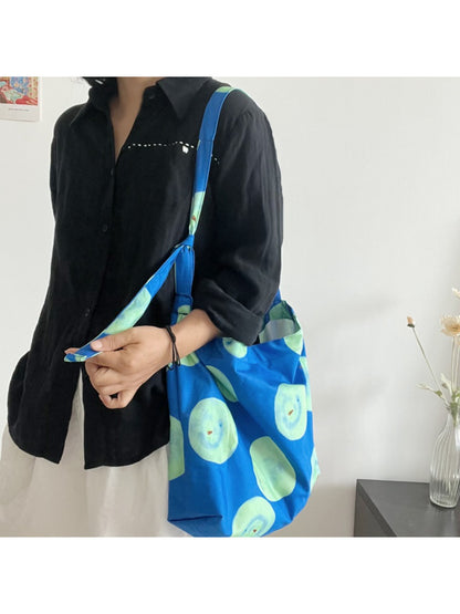 Cosbai Smiley Apple Shoulder Tote Bag open, showing spacious interior