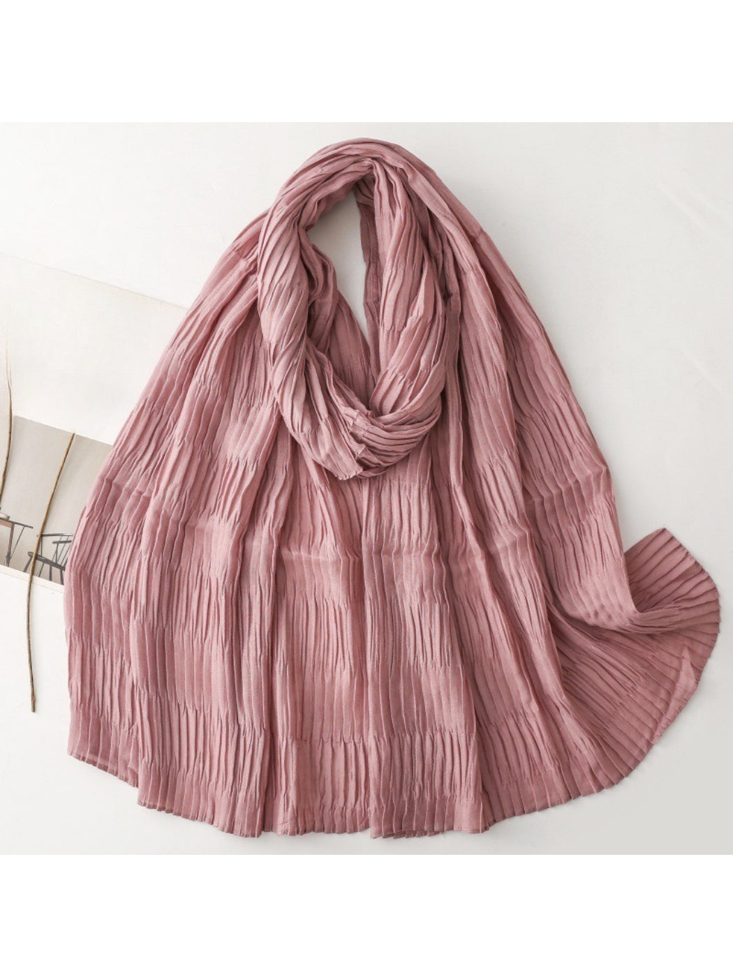 Scarvii - Textured Pleated Finish Long Scarf