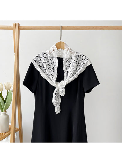 Scarvii - Solid Color Openwork Women's Triangle Scarf