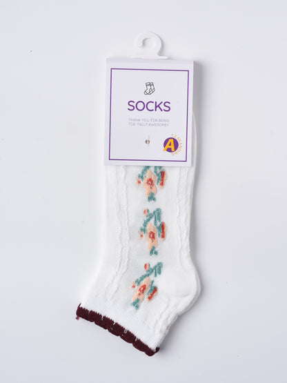 Rufia- Colorful Lace Trim Summer Low-Cut Socks