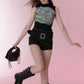 Vesty- Vintage Cat Short Tank Top - Yellow & Black