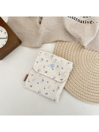 Cosbai Floral Print Coin Pouch shown from above highlighting floral pattern